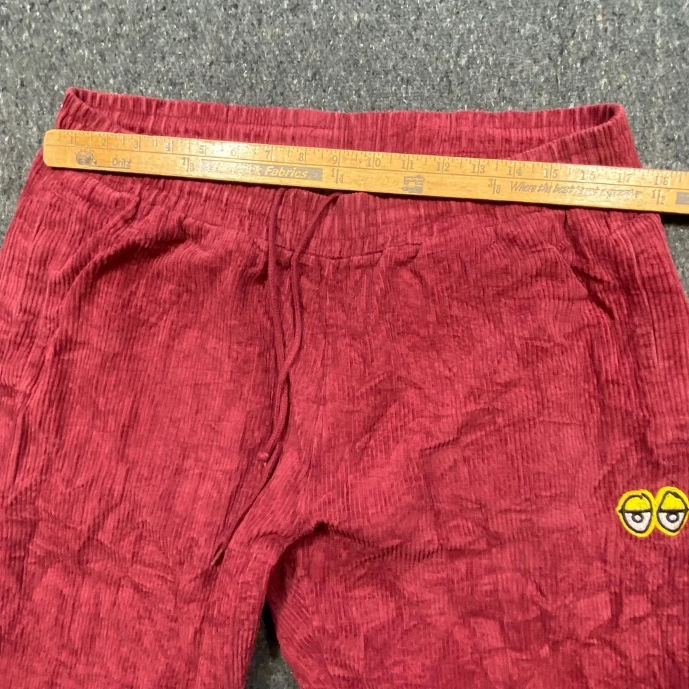 Krooked Skateboards Corduroy Pants Sz XL Mens Burgundy Skater Eyes Logo Lounge